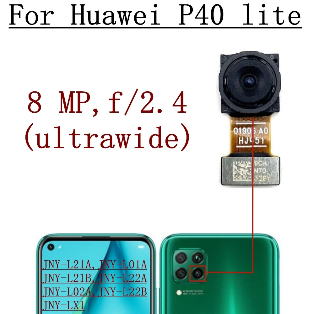 Caméra arrière pour Huawei P40 Lite P40lite JNY-L21A-L01A-L21B-L22A-L02A-L22B avant Selfie Macro face arrière principale caméra Flex pièces