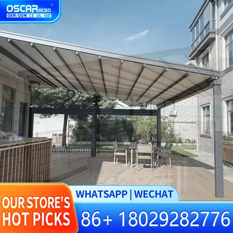 Opening Aluminum Awning Terrace Roof for Swimming Pool Retractable Canopy Pergola