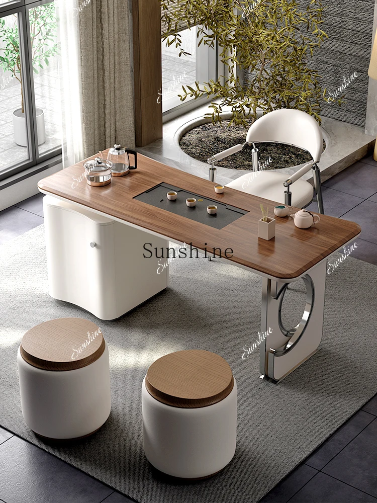 

High-end solid wood tea table for home use, light luxury modern high-end office kung fu, balconyP