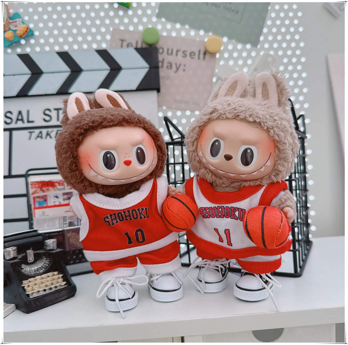 10cm Kawaii Basketball Clothes for Idol Doll Cute White Red Basketball Clothes Cartoon Plush Doll Can Change Clothes Game Gifts