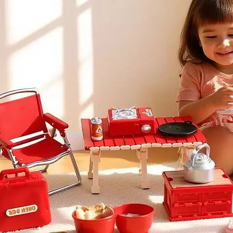 1:12 دمية مصغرة التخييم نزهة مجموعة كرسي قابل للطي مواقد الغاز نموذج ل بيت الدمية اكسسوارات الديكور لعبة