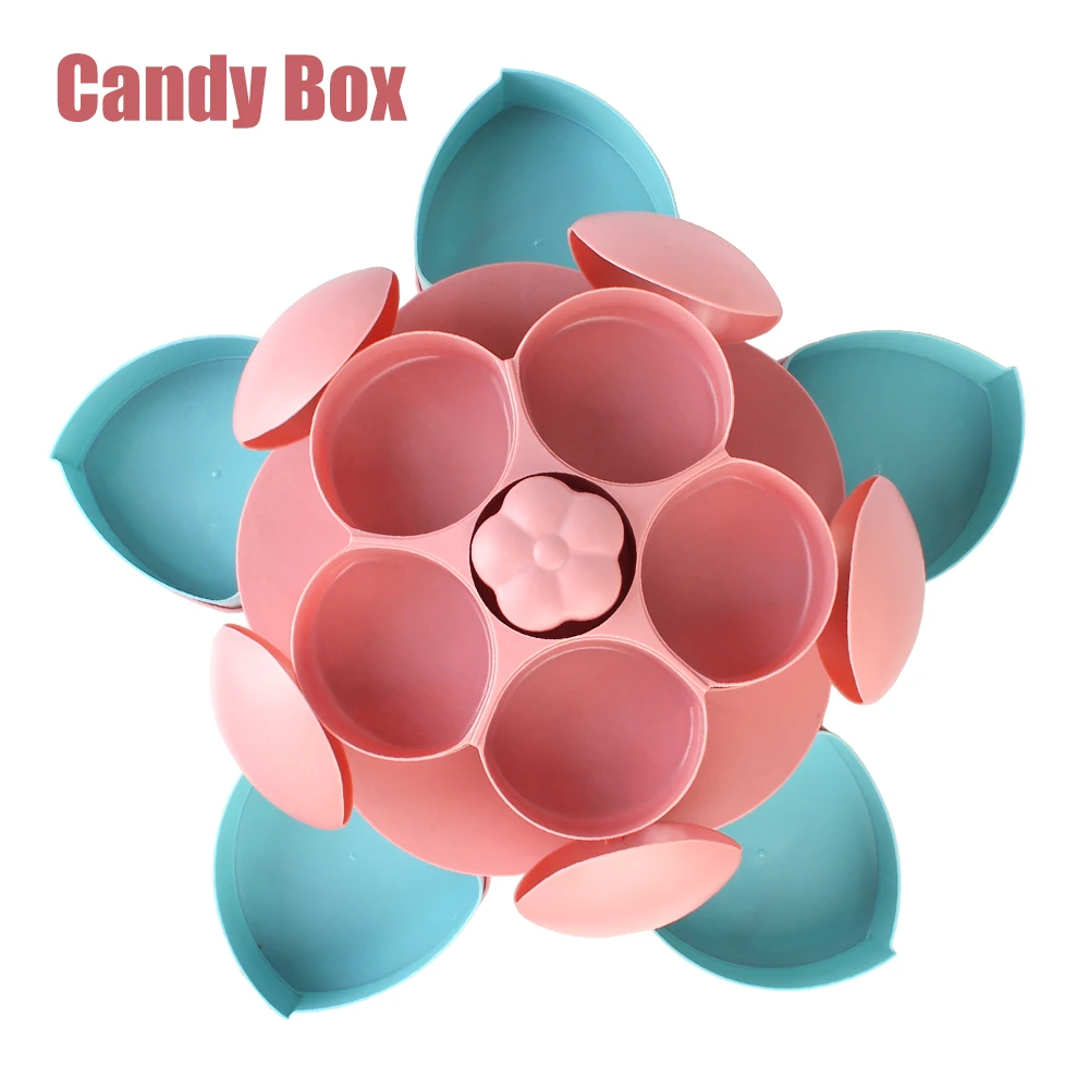 

Rotating Candy Box 2-layer Two-deck Petal-Shape Dried Fruit Compartment Plate Snack Nut Box Flower Candy Fruit Plate