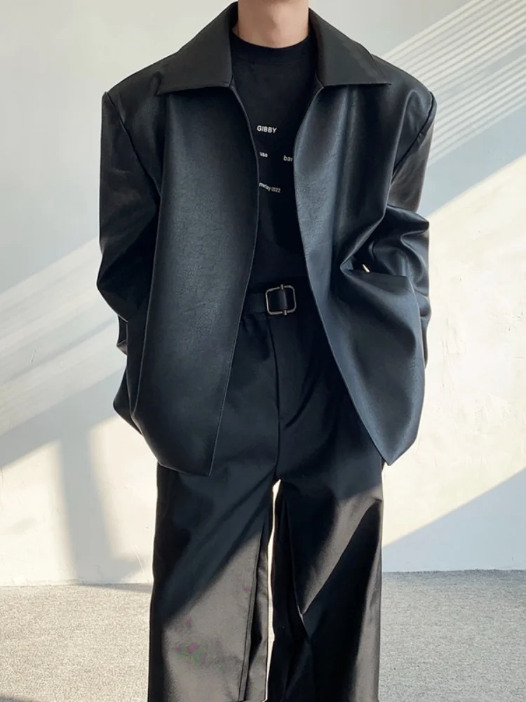 

Мужская куртка-харрингтон из искусственной кожи с воротником, новинка 2025 года, весна-осень, стильная верхняя одежда, модное кожаное пальто