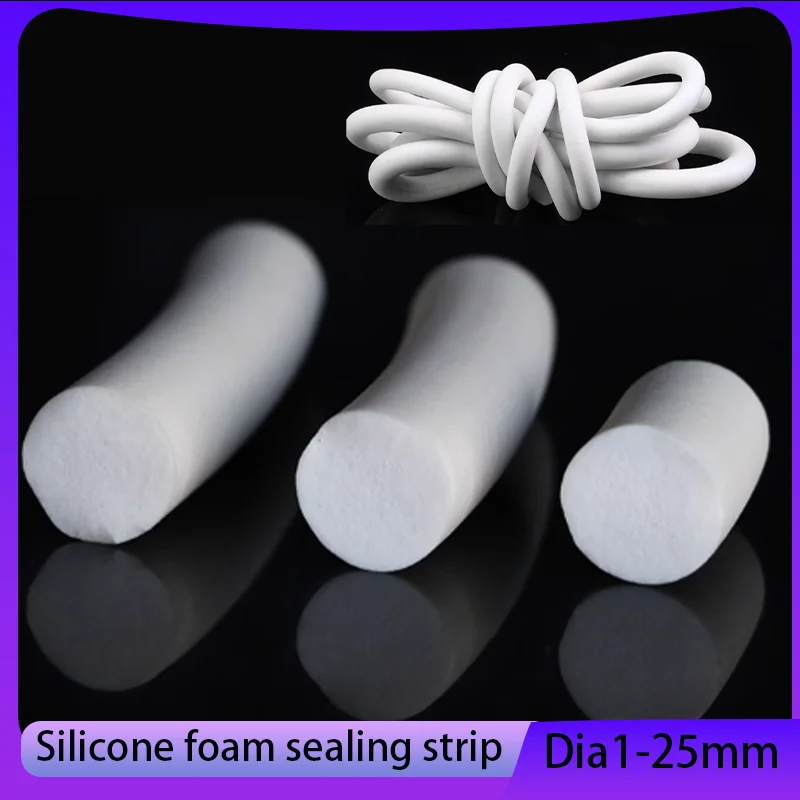 

3M/5MSilicone foam round strip, silicone foam strip, high temperature resistant sealing strip, sponge strip Dia1-25mm