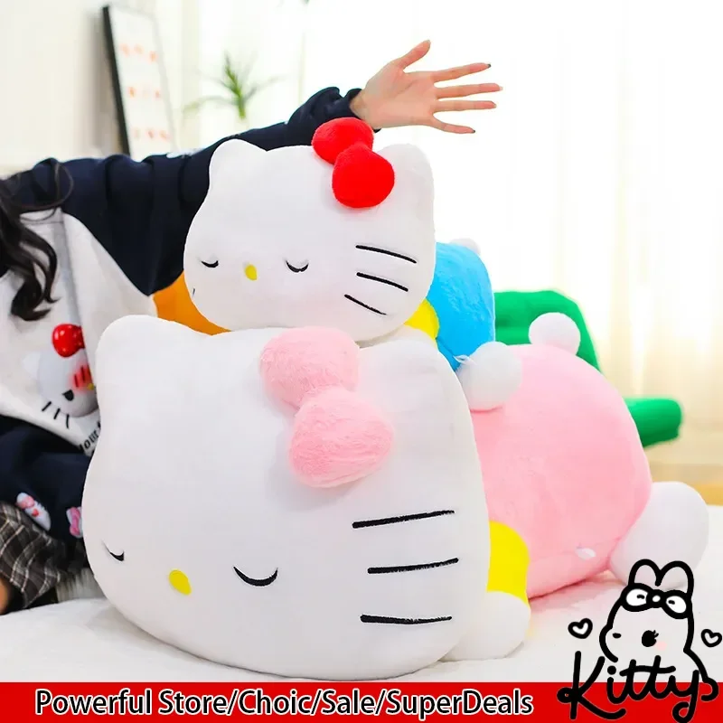 

Плюшевая подушка-компаньон Hello Kitty в позе лежа, 30/40/60 см, милая мультяшная кукла Китти для декора комнаты и комфорта перед сном