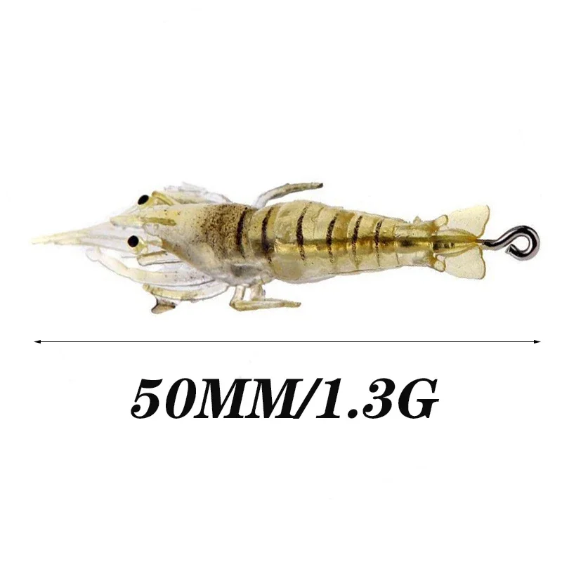 10 Pcs Silicone River Shrimp with Hooks Soft Lure 4.5cm 1.3g Soft Prawn Artificial Bait Wobblers for Bass Carp Fishing Tackle