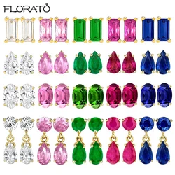 925 Sterling Silver Needle Rainbow Crystal Small Stud Earrings Exquisite Zircon Earrings for Women Fashion Jewelry Gifts
