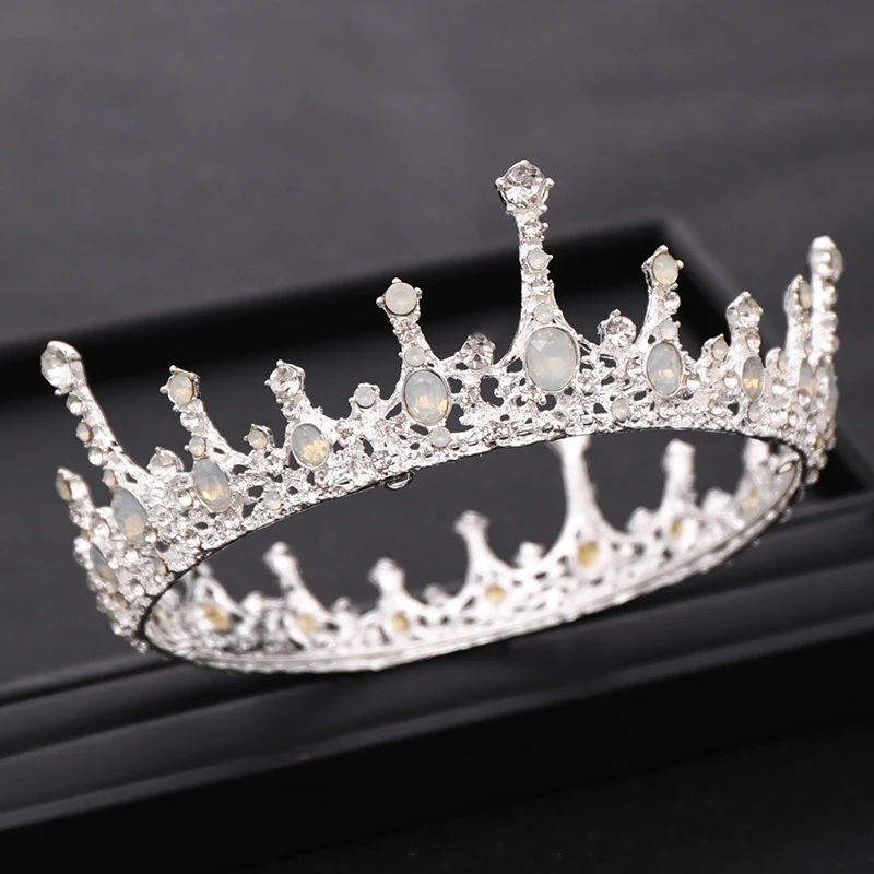 Baroque Rhinestone Crystal Queen Crown Wedding Tiara Bridal Diadem Silver Color Headpiece Crown Party Wedding Hair Accessories image 3