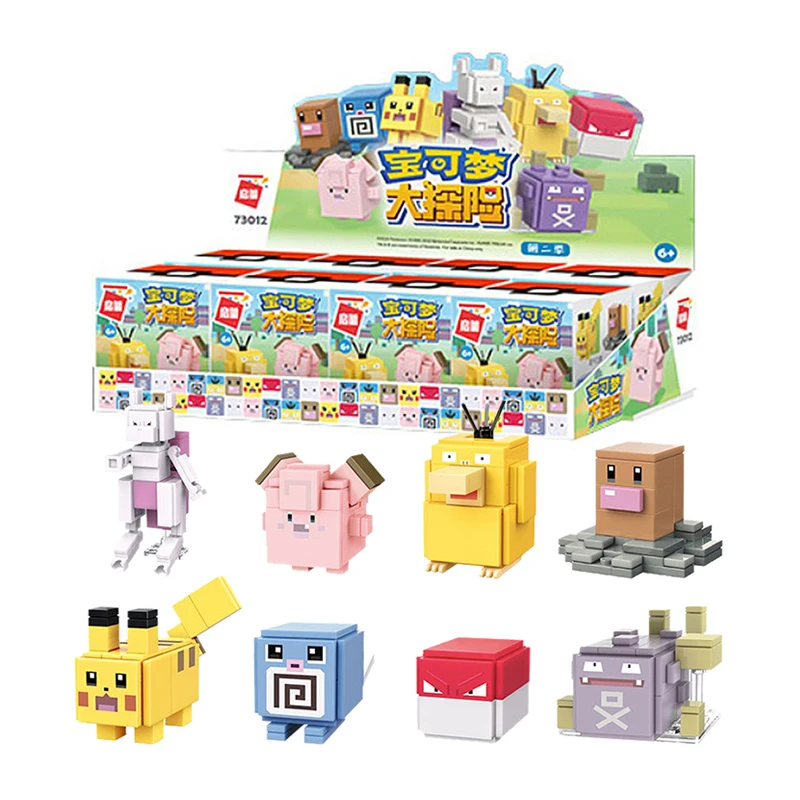 Genuine Pokemon Pikachu Building Blocks Charmander Anime Figures Model Doll Adventure Series Child Educational Assembly Toy Gift