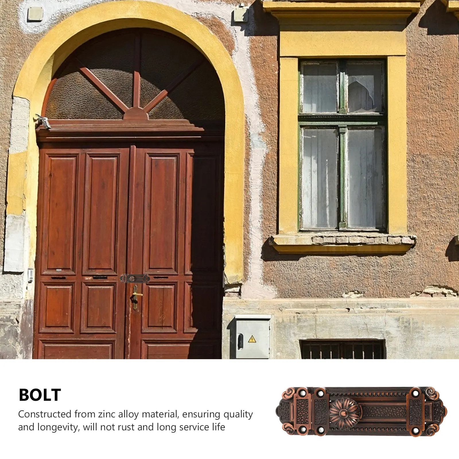 

1 pc Vintage Security Sliding Lock Zinc Alloy Door Latch Durable Rust Resistant Easy Install Bathroom Kitchen Garage Use Safe