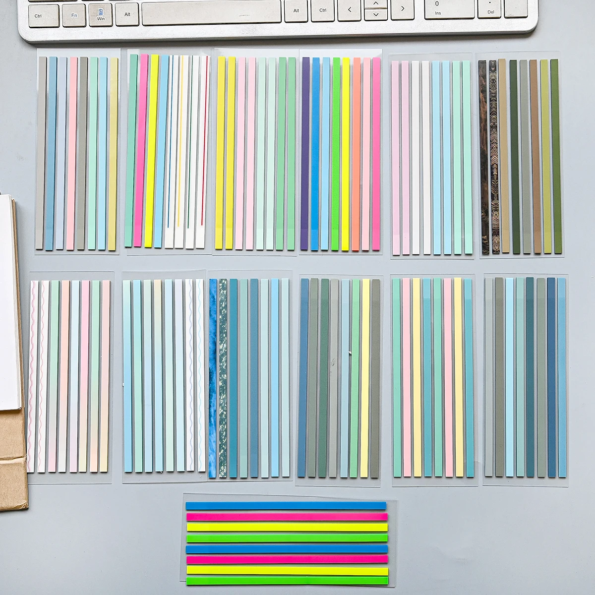 160 Sheets Morandi Color Transparent Fluorescent PET Index Tabs Sticky Arrow Flags Page Markers Office Planner Stickers