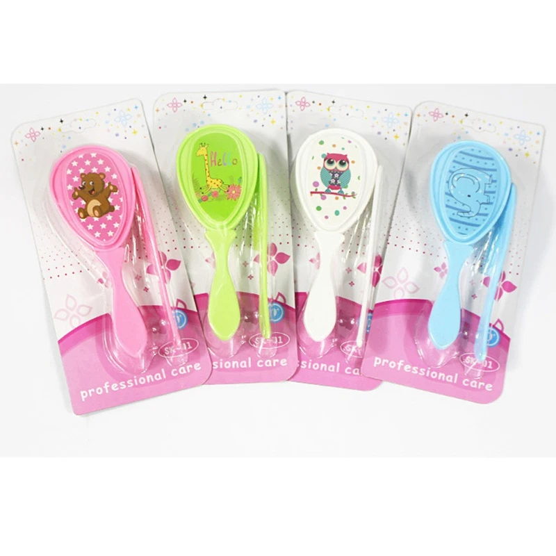 2pcs/set Soft Toddler Brush Comb Brush Cartoon Baby Hairbrush Newborn Hair Brush Infant Comb Kids Head Massager Baby Care Brush