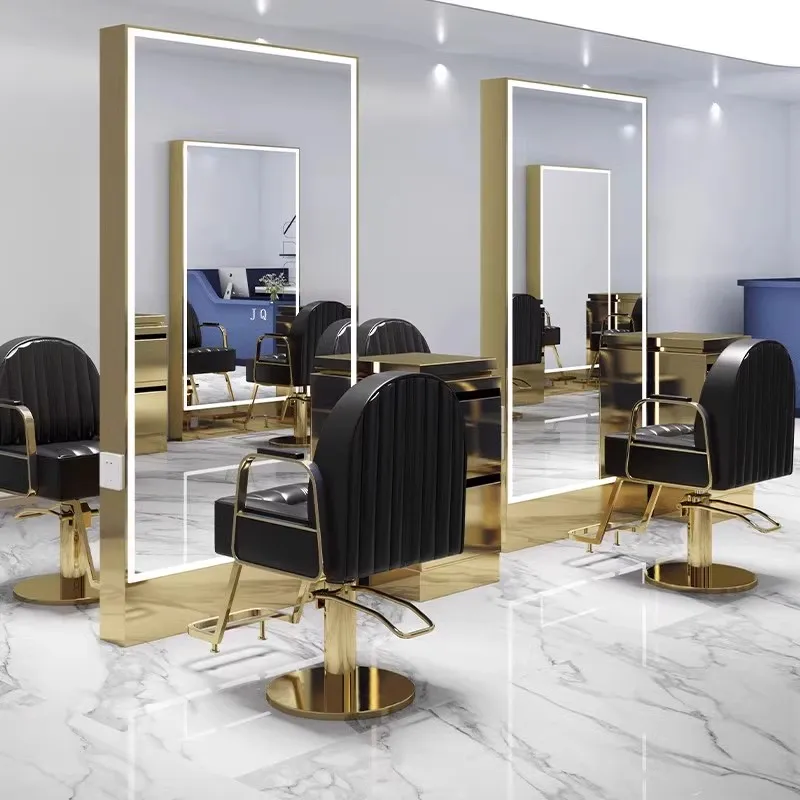 Barber shop floor mirror hair salon special haircut mirror single-sided double-sided hairdressing salon mirror table