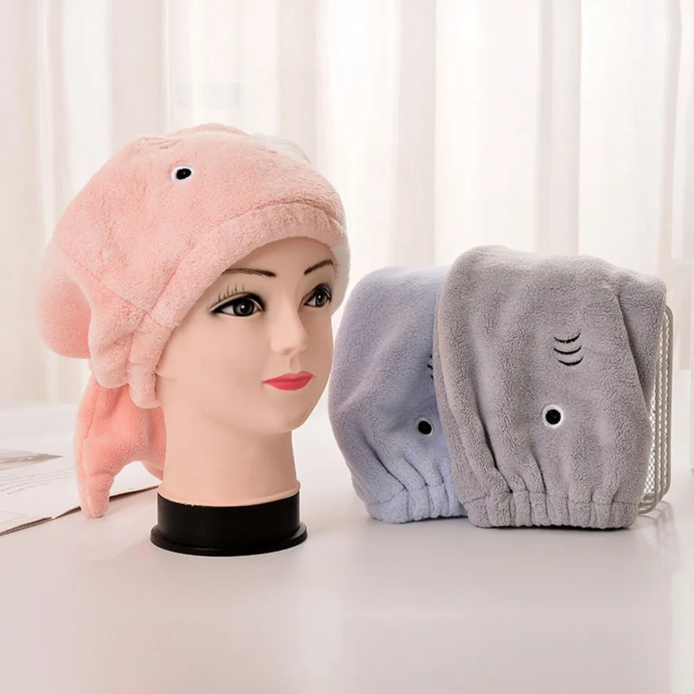 

Cartoon Bath Caps Supple Super Absorbent Fast Drying Hair Care Protective Polyester Shower Hat Bathing Caps Waterproof