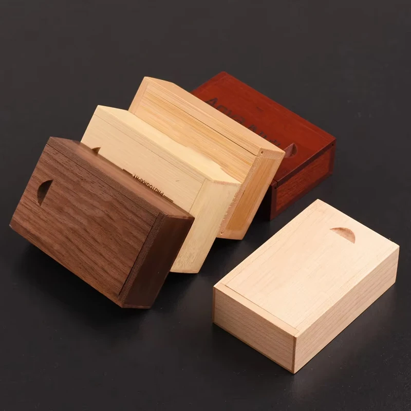 3.15x2x0.98inch Solid Wood Storage Boxes with Sliding Top for For Small Items Ring or Gift Box USB Commemorative Storage Case