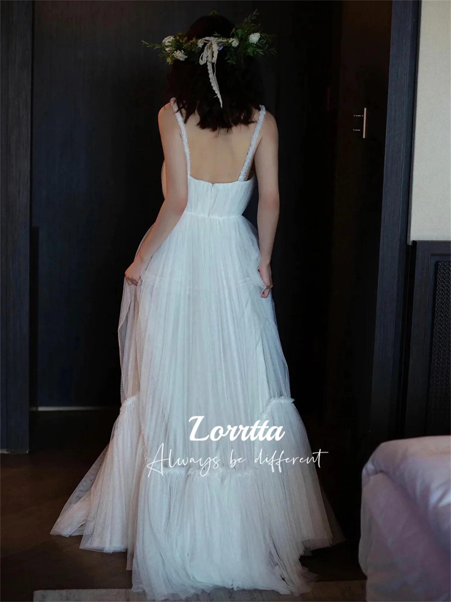 Lorrtta White Tulle Simple Pleated Tea Party Dress Bridesmaid Dress Dresses for Prom Evening Woman 2024 Gala Elegant Suspenders