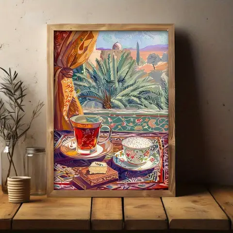 Vintage Arabic Tea Canvas Poster Bedroom Home Office Kitchen Canvas Painting Room Indoor Outdoor Decor