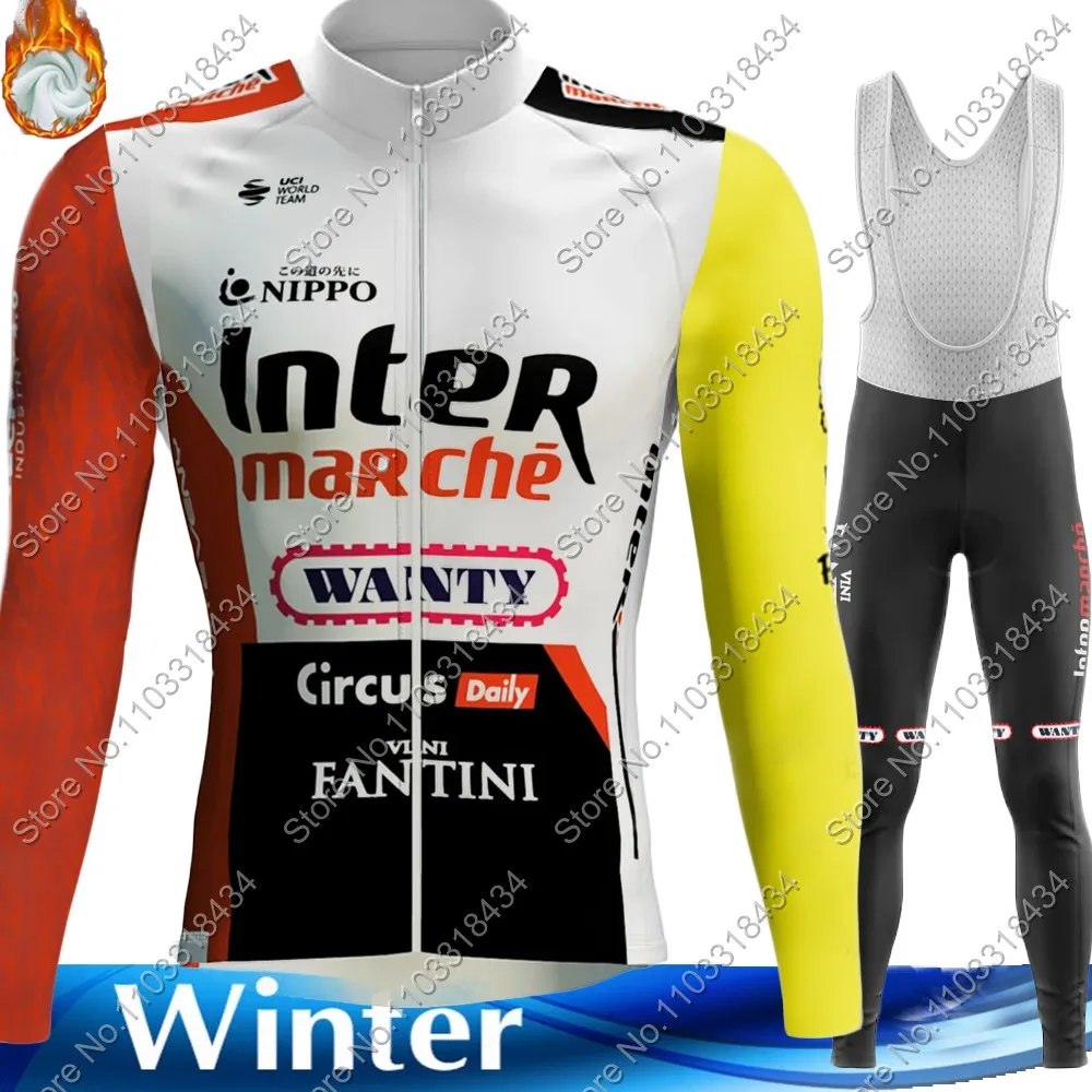 Maillot Wanty 2025 Team Cycling Jersey Set Long Sleeve Thermal Fleece Winter Clothing Road Race Bike Pants Jacket Suit MTB Ropa