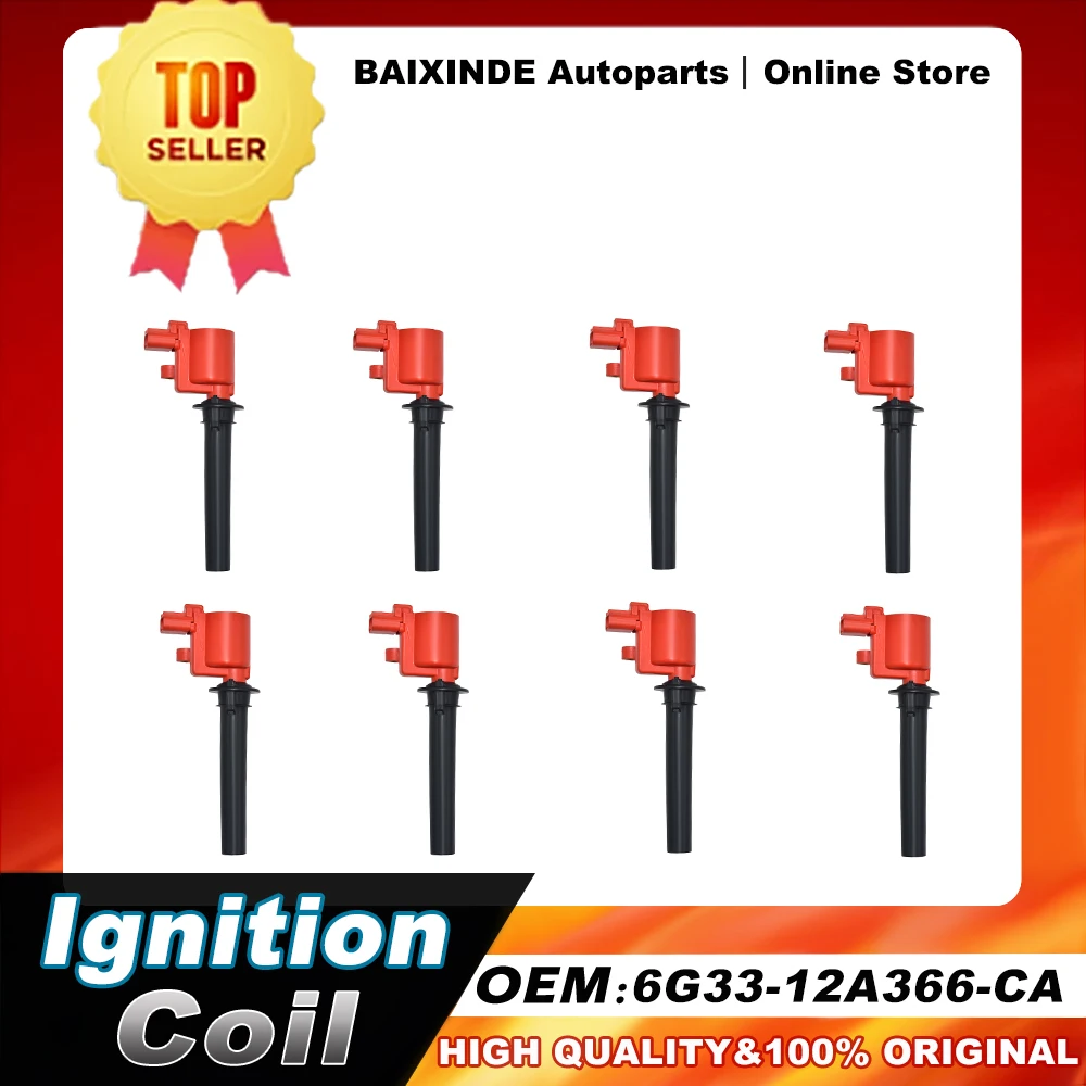 1/8 PCS Red OEM 6G33-12A366-CA 6G3312A366AA Ignition Coil For ASTON MARTIN VANTAGE V8  Auto Car Accessories