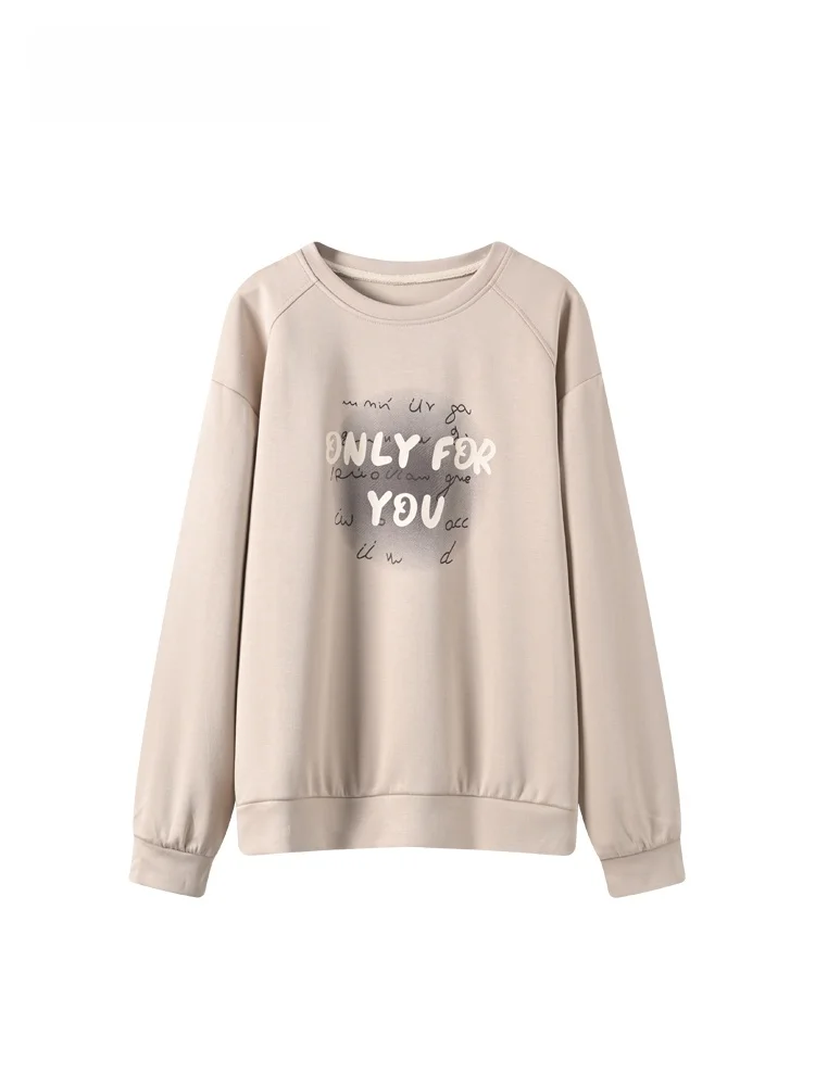 

plus Size round Ne Long Sve Hoodie Women Early Spring New Sle Faion Slimming Versatile Spring Youthful Top
