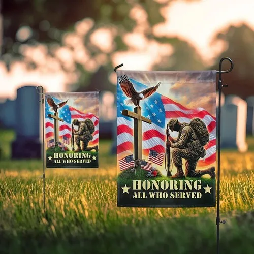 Veterans Day Honoring All Who Served Kneeling Soldier Veteran Flag Graden Flag XXH LLP LLX uui