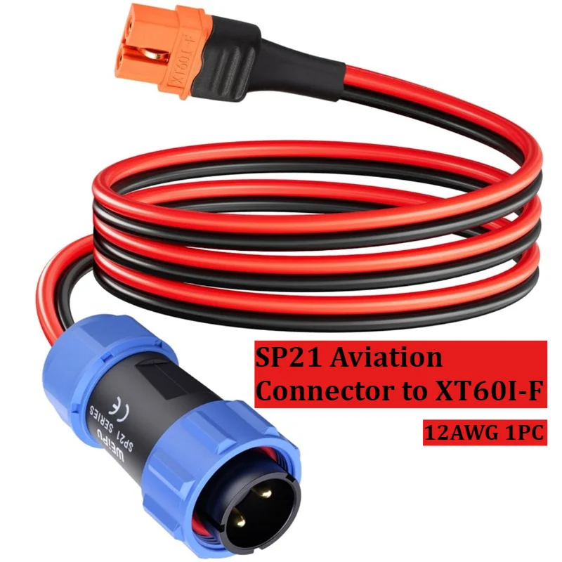 1PC Heavy-Duty SP21 Male Aviation Plug To XT90-F/XT60H-F/XT60I-F Cable 12AWG High Current Wire for Energy Storage Solar Power