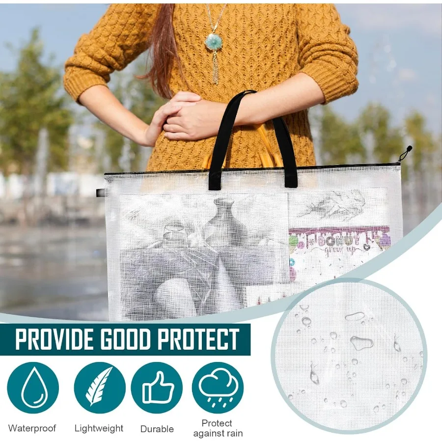 Estuche grande de portafolio de arte de 36 x 48 pulgadas con asa para exhibición y almacenamiento de tablón de anuncios, bolsa de portafolio de arte duradera para carteles