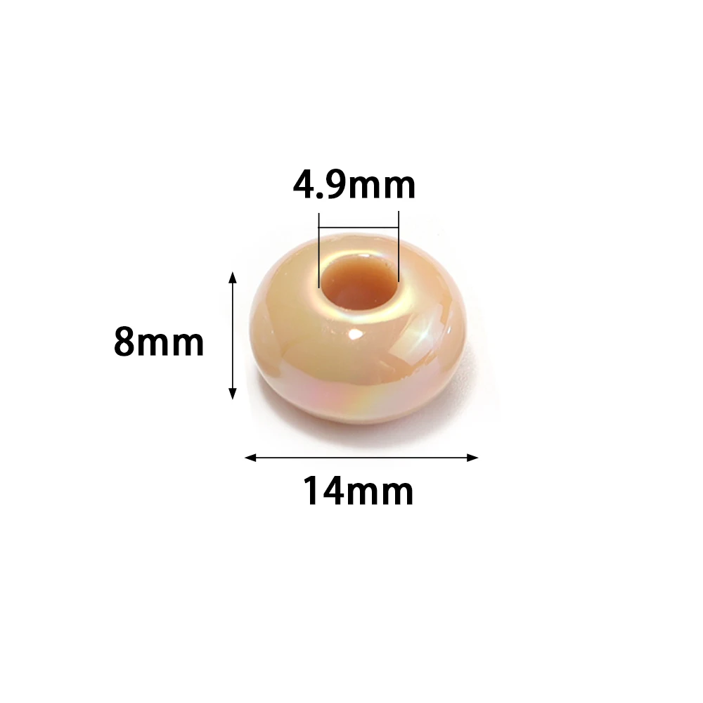 20 Stück weiße und braune Acrylperlen mit großem Loch, facettierte lose Abstandsperlen für DIY-Armbänder, Schlüsselanhänger und Schmuckherstellungszubehör – Detail 1