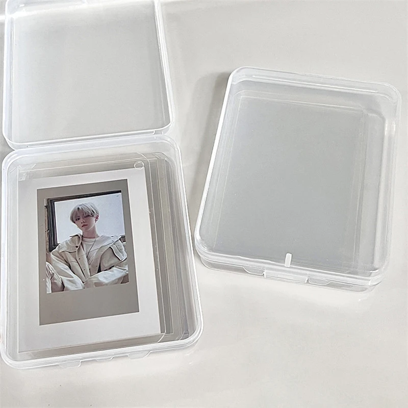 Caja de almacenamiento transparente, soporte para tarjetas, película, pegatina, papelería, cuadrado, transparente, joyería