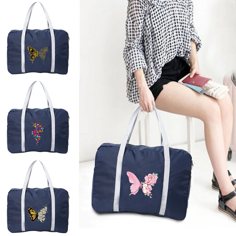 

Travel Handbag Butterfly Printing Series Portable Foldable Travel Duffel Bag Luggage Check-in Organizer Large Capacity