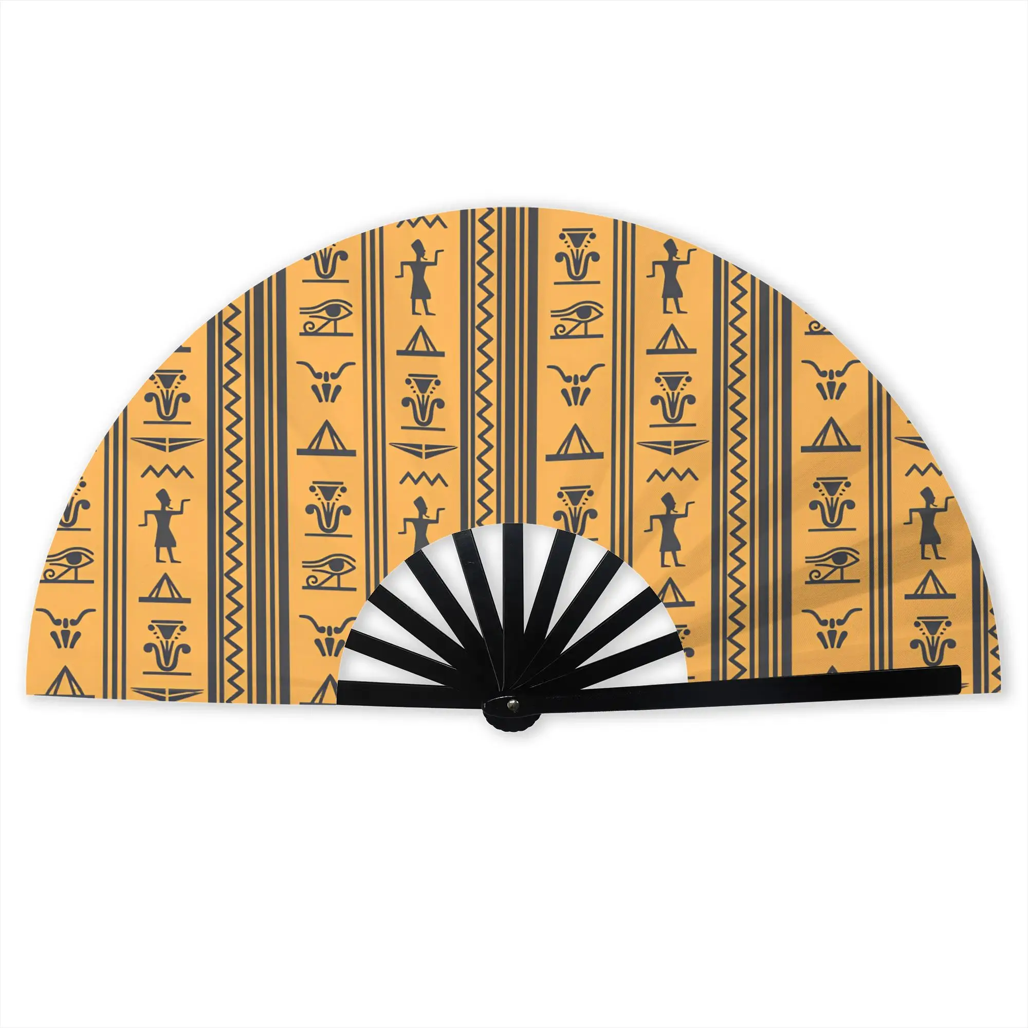 Egyptian Ankh Pyramids  Folding Hand Fan Hieroglyphs Eye of Horus Polyester Fabric Fan Fashion Summer Accessory Decorative Fans