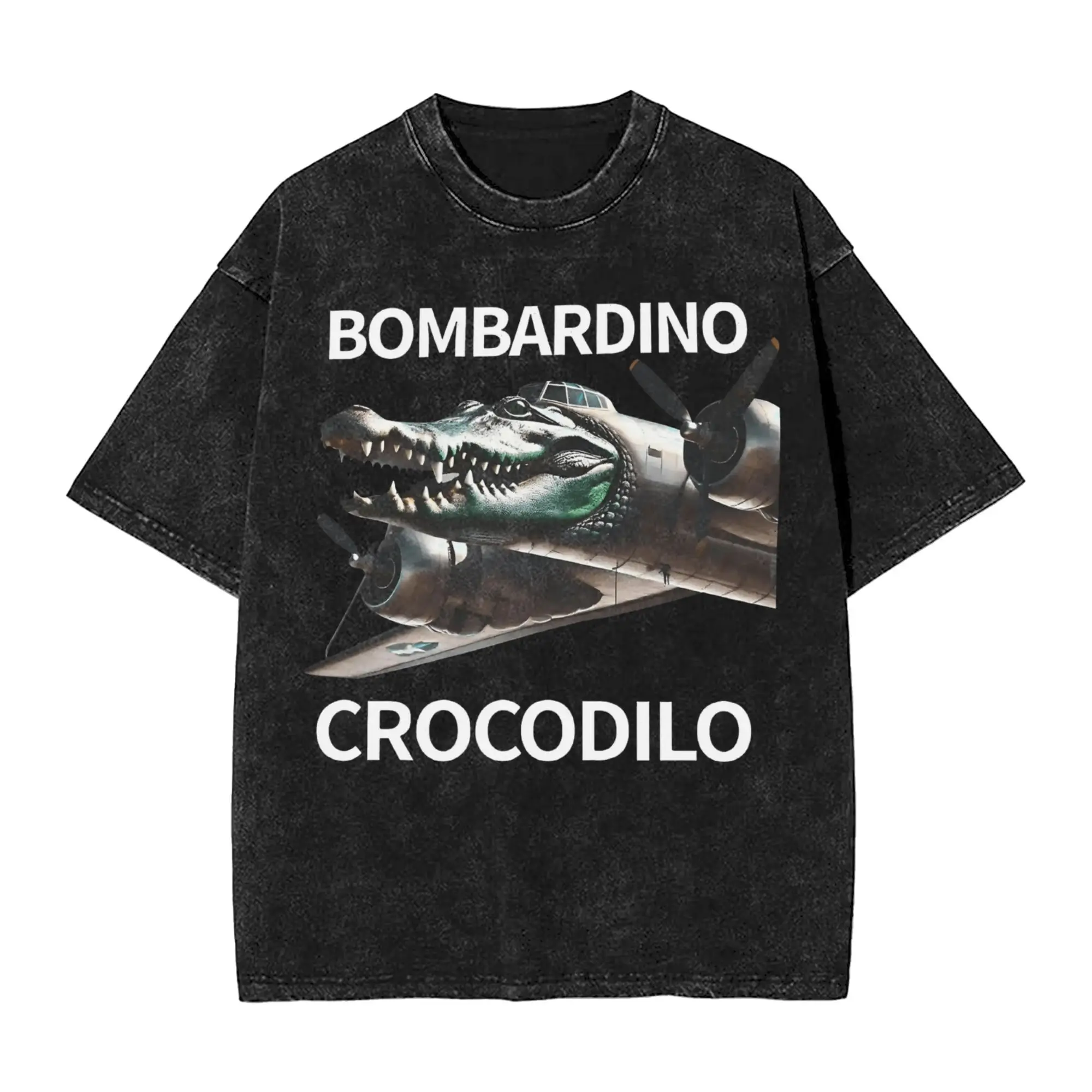 

Забавные футболки Bombardiro Crocodilo, мужские футболки с круглым вырезом из чистого хлопка, футболки с короткими рукавами, одежда с графическим принтом