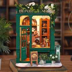 DIY Wooden Book Nook Book Store Figurines Miniatures Bookend Handmade Bookshelf for Friends Birthday Gifts Home Decor Crafts