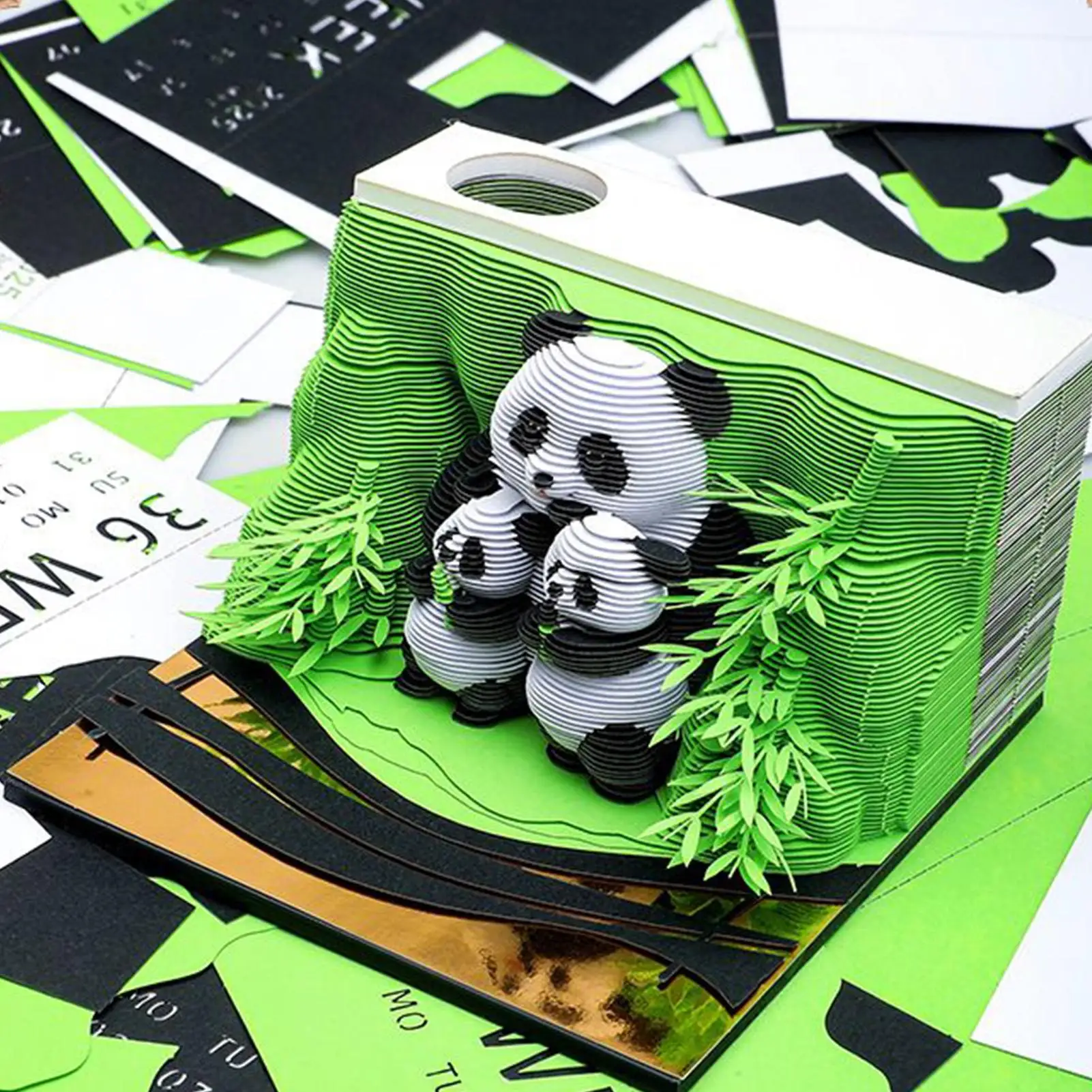 

3D Desk Calendar 2026 Panda Paper Sculpture Art Calendar Decorative Tear Away Memo Pad For Desk Nightstand Bedside School Home