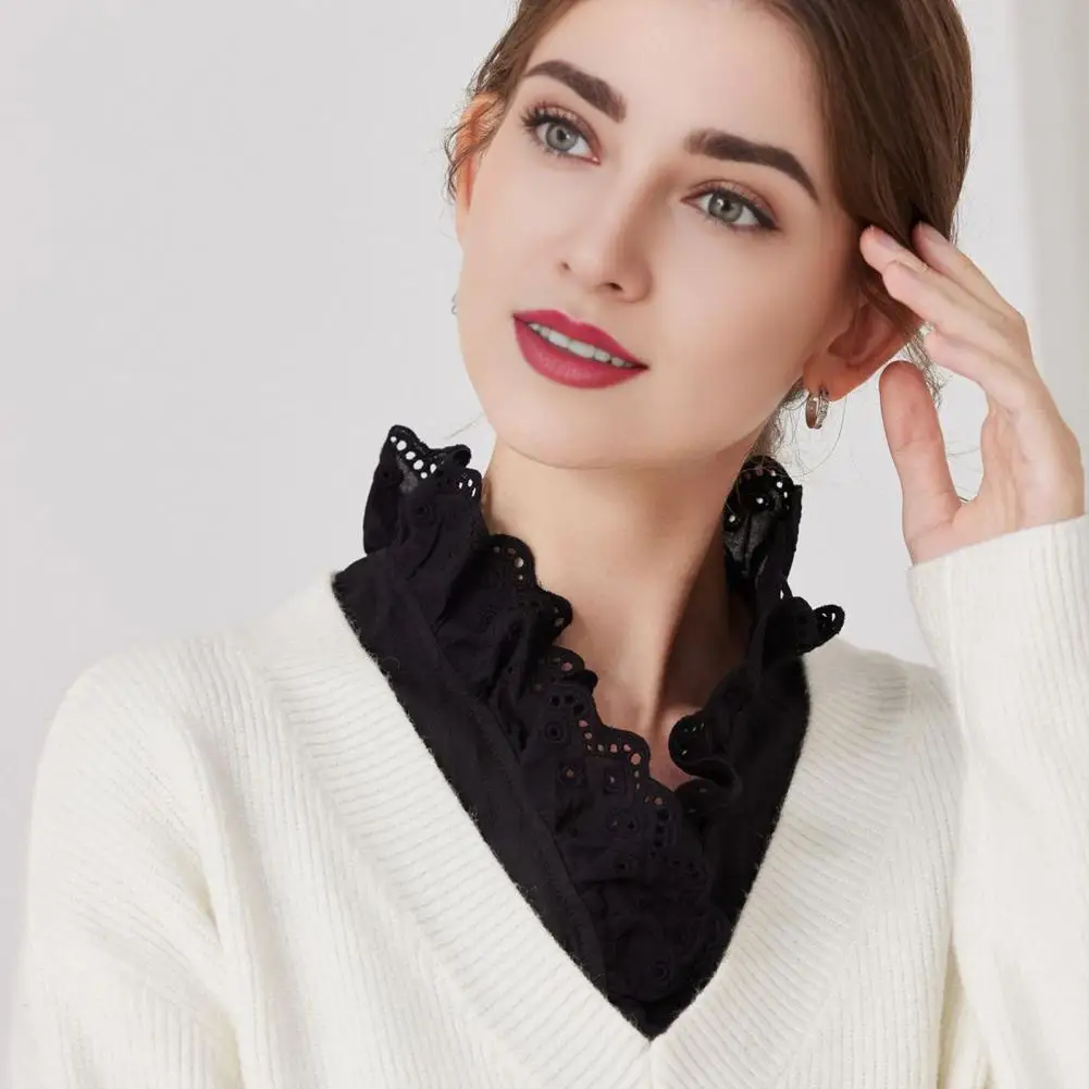 White False Collar for Women Detachable Fake Collar V-neck Fake Collar for Women Elegant Detachable Dickey Layer for Sweaters