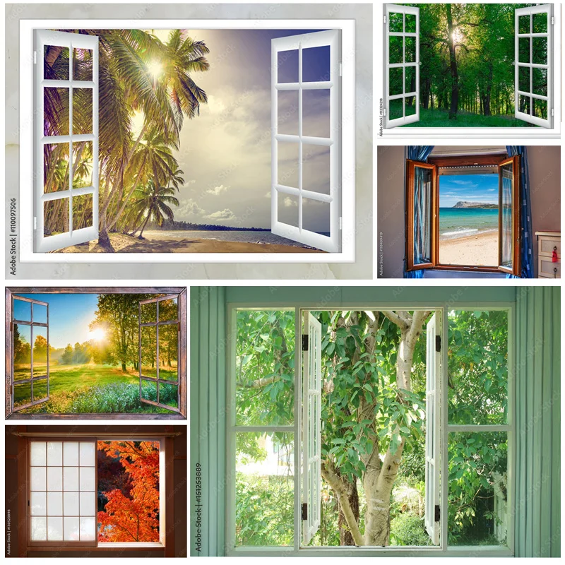 Natural Scenery Outside The Window Photography Backgrounds Props Flower Tree Landscape Portrait Photo Backdrops 2236 CH-02