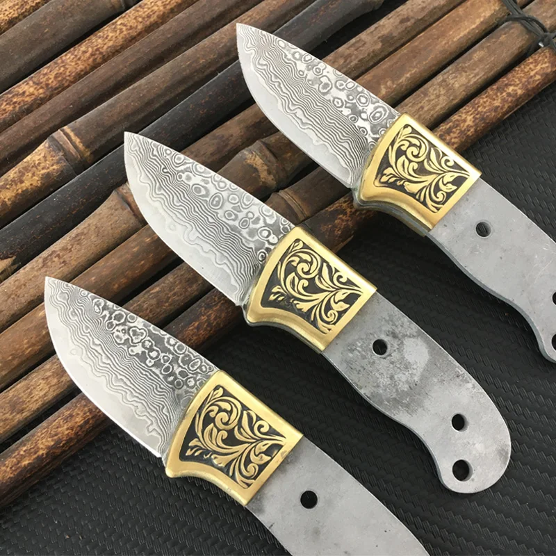 

Полуфабрикат «сделай сам», пустой нож с фиксированным лезвием, пустой VG10, лезвие из дамасской стали, аксессуары для ножей с медным отверстием для зонта