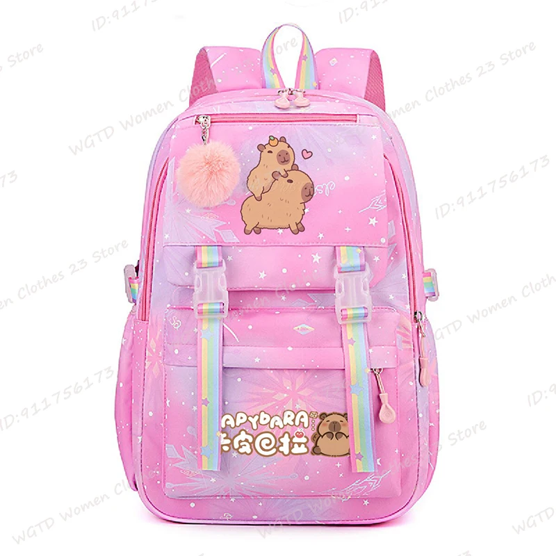 Kawaii Capybara Backpacks Schoolbag for Children Girls Teenage Waterproof Girls Backpack Female Travel Bag Bookbag Mochila