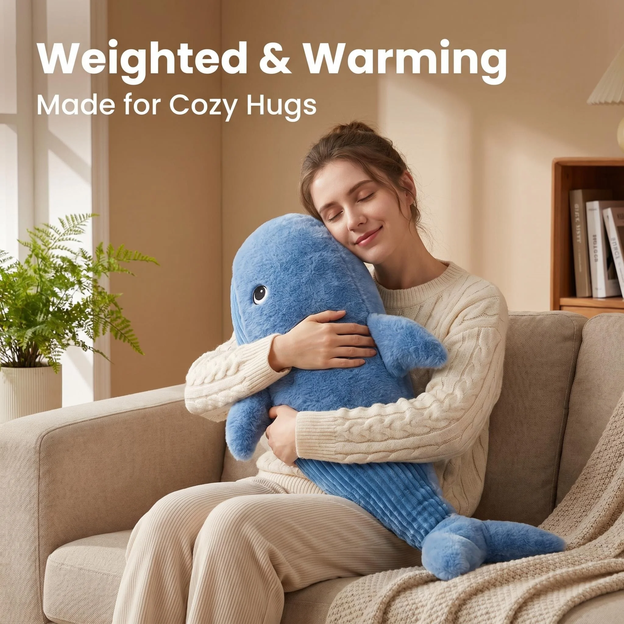 1kg 70cm Heavy duty Weighted Plush Toy Whale Microwavable Stuffed Animal Heating Pads for Stress Relief Coolable Stuffed Whale - view 5