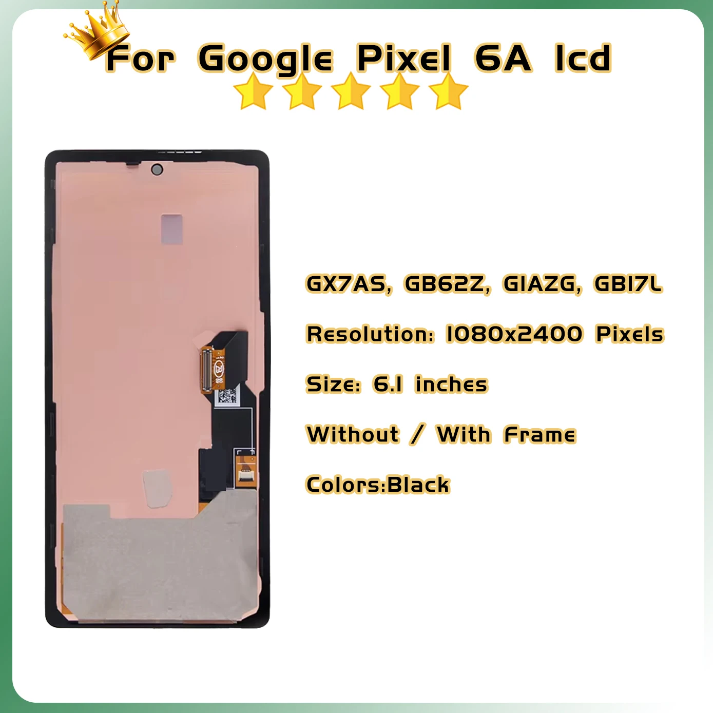 OLED/TFT Display for Google Pixel 6a GX7AS GB62Z G1AZG GB17L Lcd Display Touch Screen with Frame Pixel 6A Screen Assembly