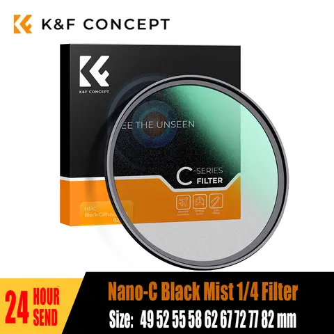 K & F CONCEPT série C diffusion de brume noire 1/4 filtre de brume 49mm 52mm 55mm 58mm 62mm 67mm 72mm 77mm 82mm pour objectif d'appareil photo