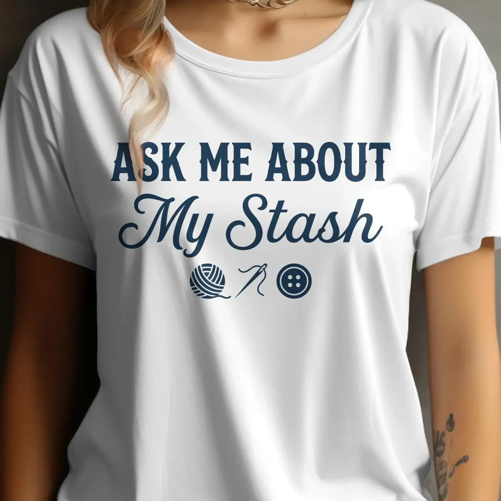 Ask Me About My Stash T Shirt Fiber Artist Retro Style vintage Washed Soft streetwear Unisex Stretched homme Breathable fashion