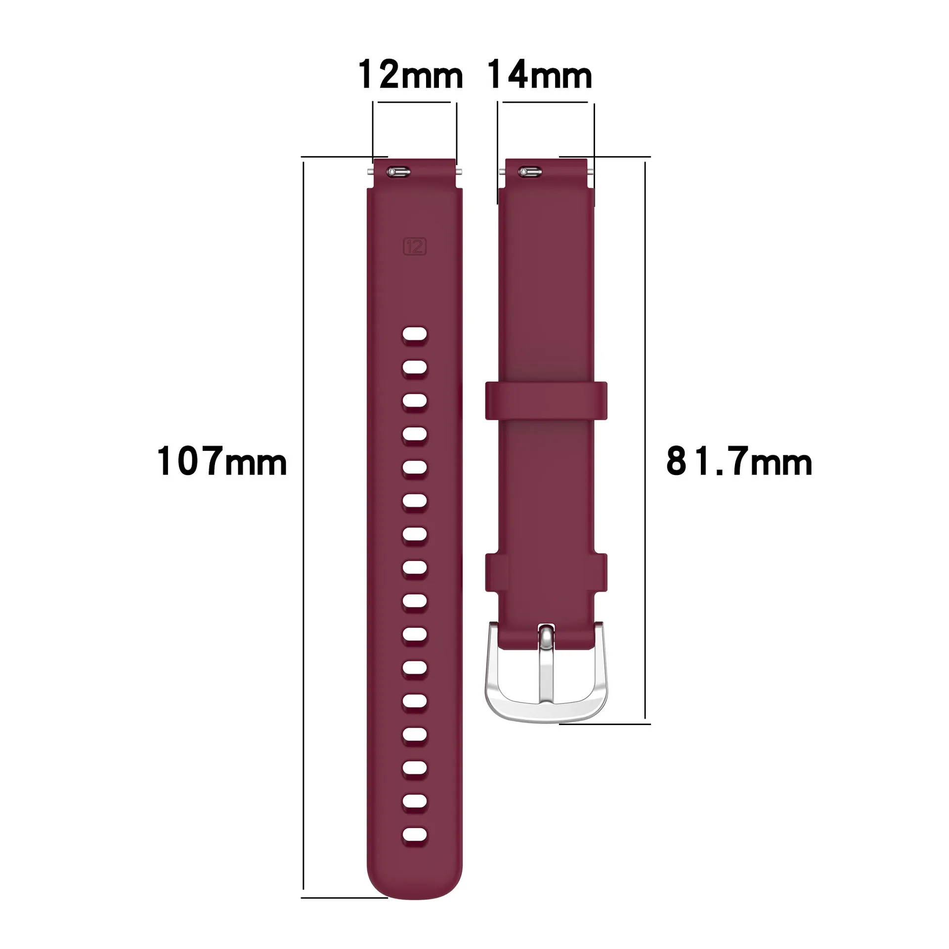 Silicone universal strap compatible with 12mm interface width for head and frame accessories