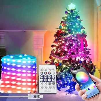 RGBIC สมาร์ท APP ไฟ Fairy 40M 400 LED เสียบสมาร์ทคริสต์มาส String ไฟพร้อมรีโมท USB บลูทูธ APP DIY Twinkle Light