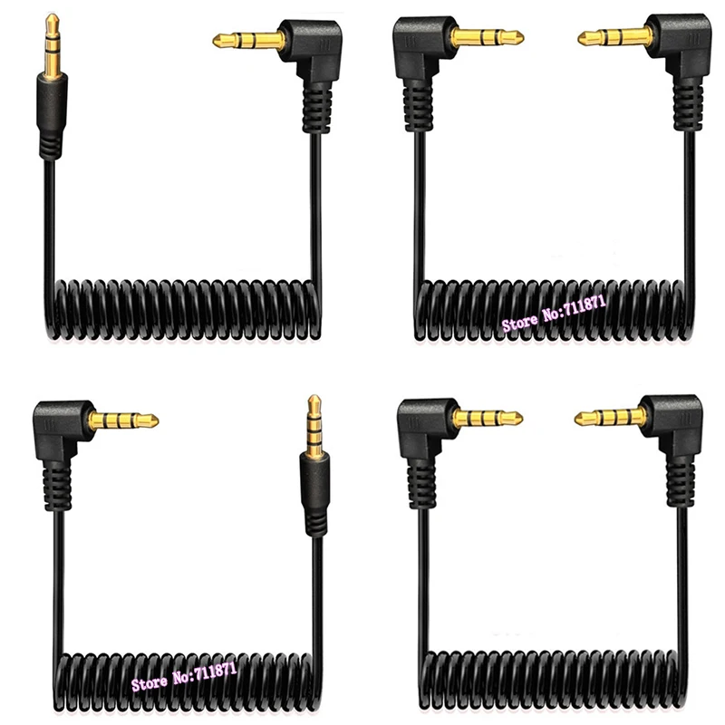 Spring Elastic expansion contraction TRS TRRS 3.5 Aduio Aux cable Line Coiled Male to Male Stereo 3.5 Auxiliary Audio Cord Wire