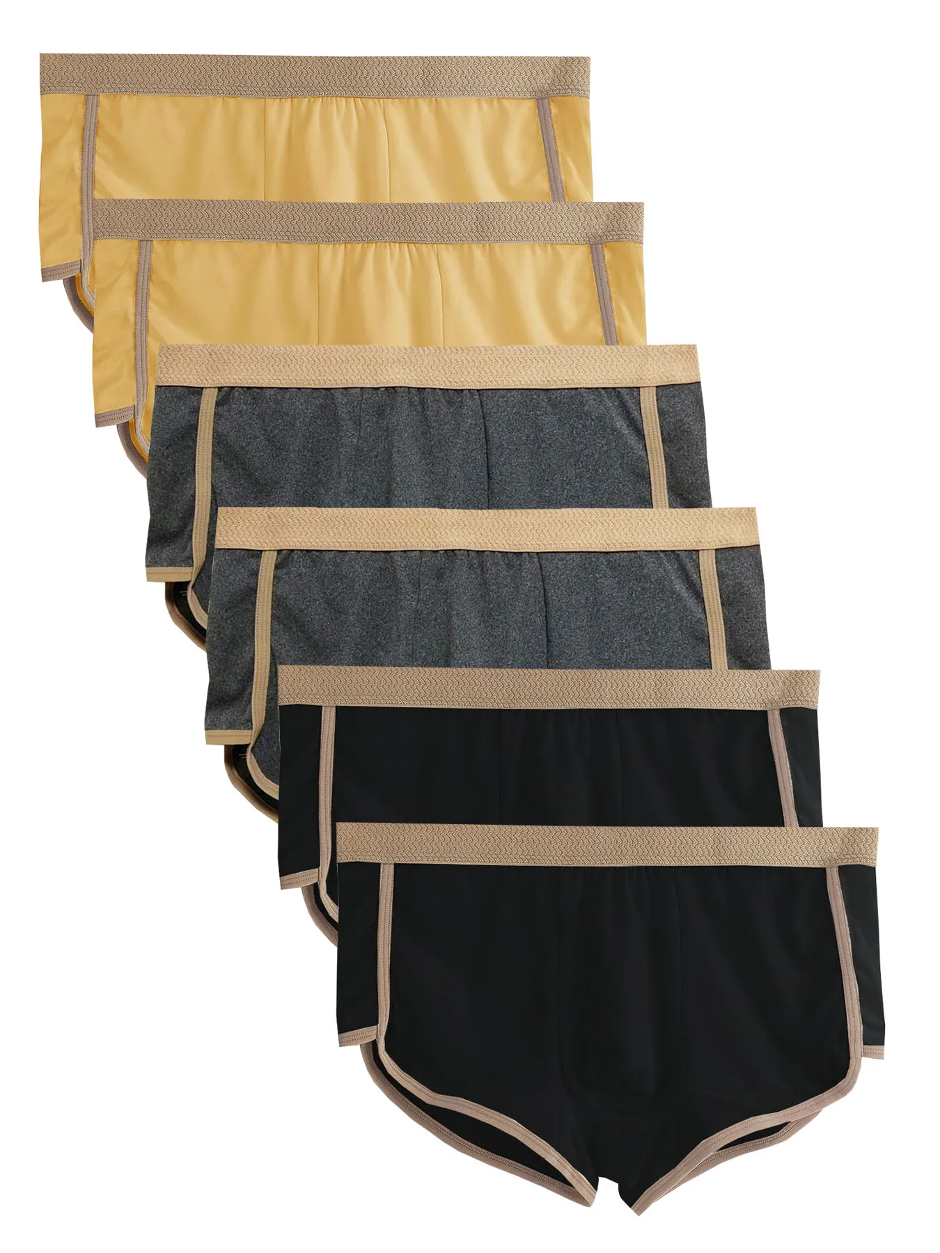 

6-piece set of three-color combination men's underwear, sporty, casual and simple daily men's boxer shorts