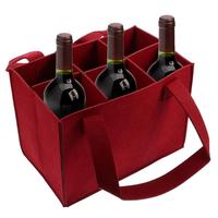 6 Compartment Bottle Holder Felt Wine Bottle Tote Bag Portable Felt Liquor Bottle Tote with Handles for Wedding Travel Picnic