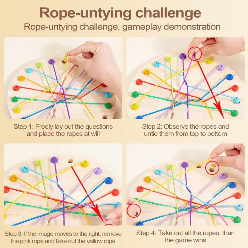 Knots Rope Untangling Game Interactive Untying Rope Challenge Strategy Board Game Educational Lacing Untangling Toy For Adults