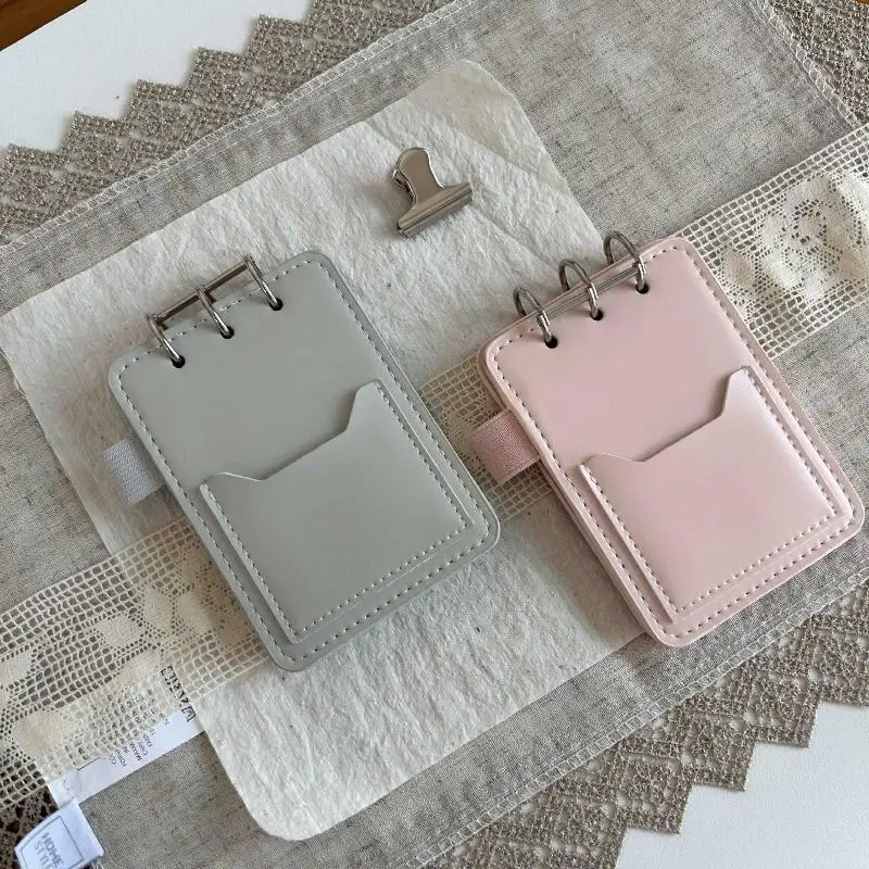 Korean Style Detachable M5 Leather Binder 3 Hole Flip-Up Portable DIY Journal Notebook Cover for Daily Use