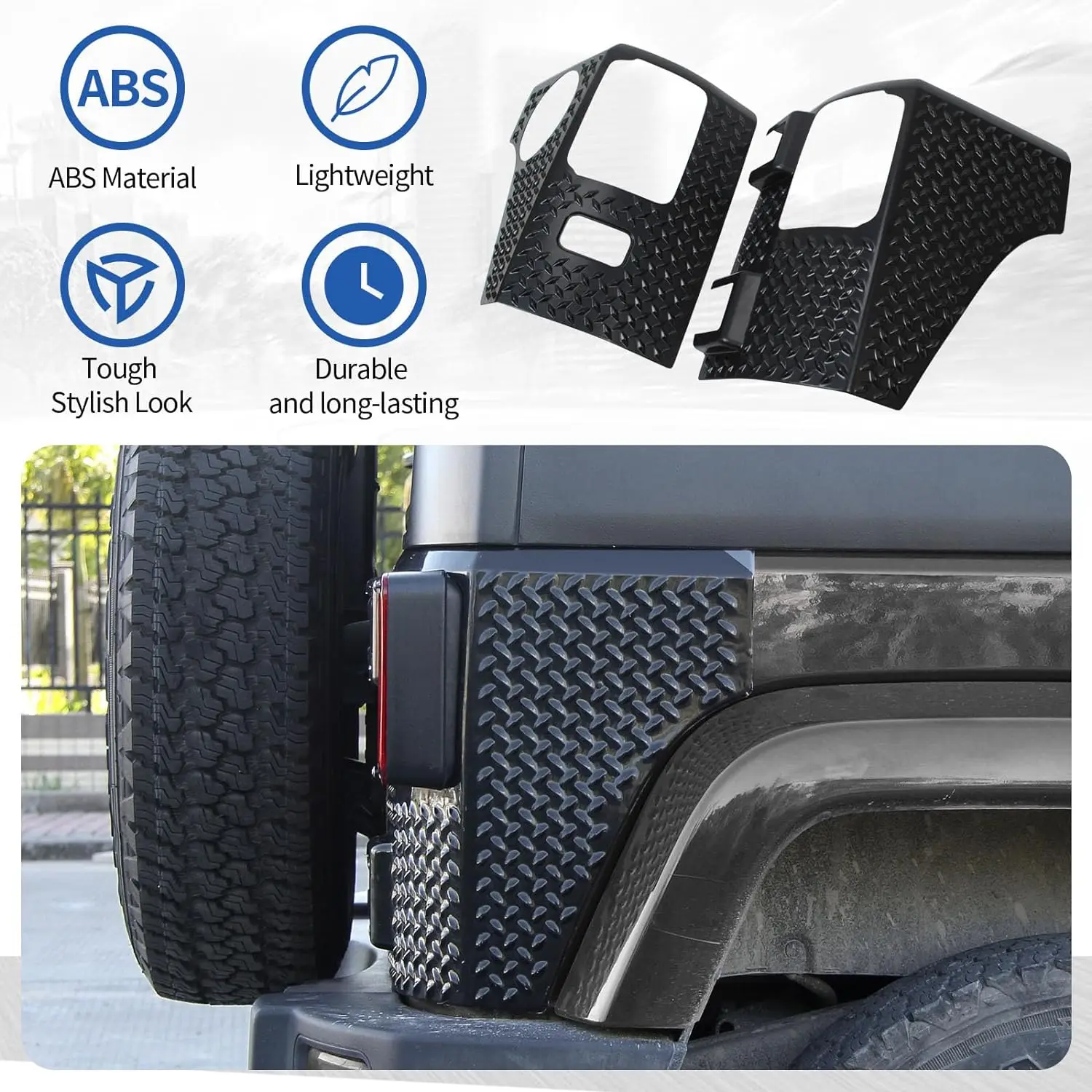 Rear Corner Body Armor Tail Light Cover Guards Protector for Jeep Wrangler JK JKU 2007-2017 JL 2018-2023  Accessories Sticker